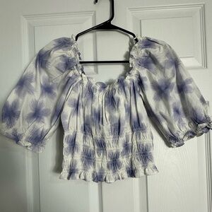 Levi's Purple Floral Puff Sleeve Blouse